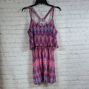 Aeropostale Pink Frilly Tribal Tie Dye Sleeveless Strappy Summer Mini Dress